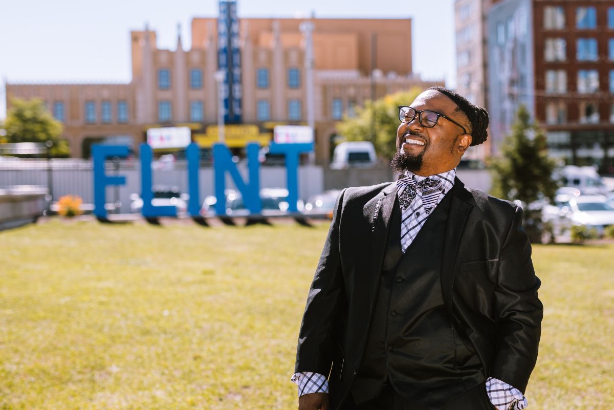 Dr. Kent Key outside in downtown Flint